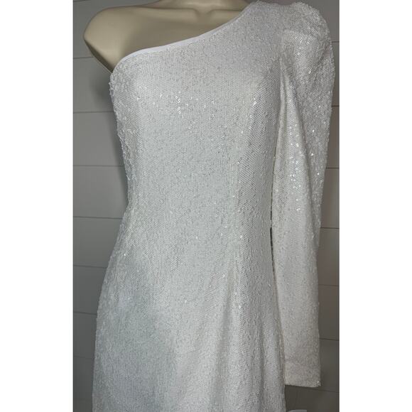 NWT Bardot x David's Bridal One Shoulder Sequin Mini Dress - Size M / 8 - Picture 2 of 13